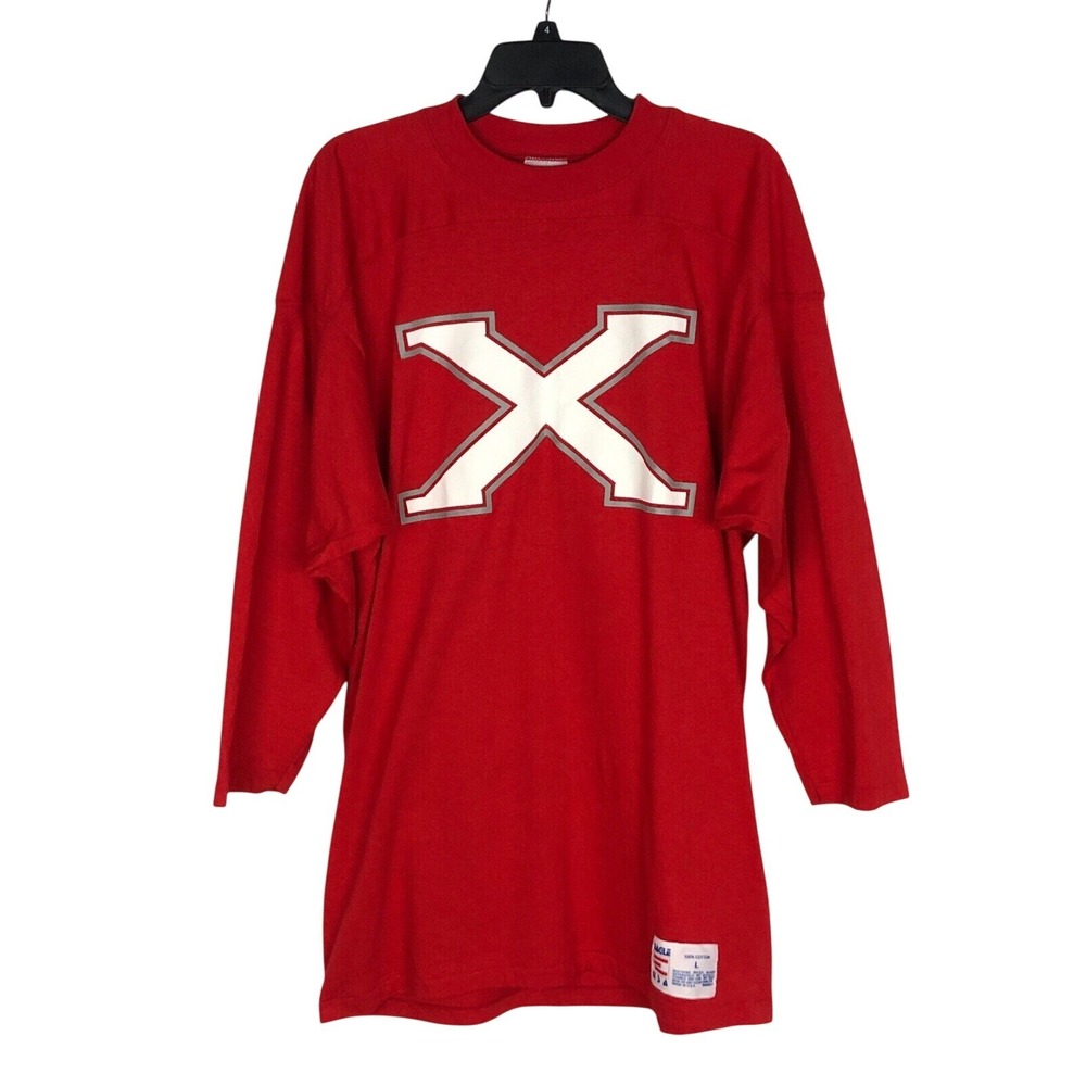 Vintage 90s Eagle t-shirt L single stitch Red 3/4 Sleeve Paramaunt Logo Tee, USA
